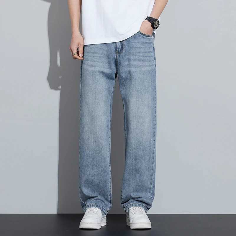 2025 Spring/Summer New Mens Lyocell Loose Jeans Summer Thin Breathable Straight Leggings Retro Business Casual Fashion Korean M D260320