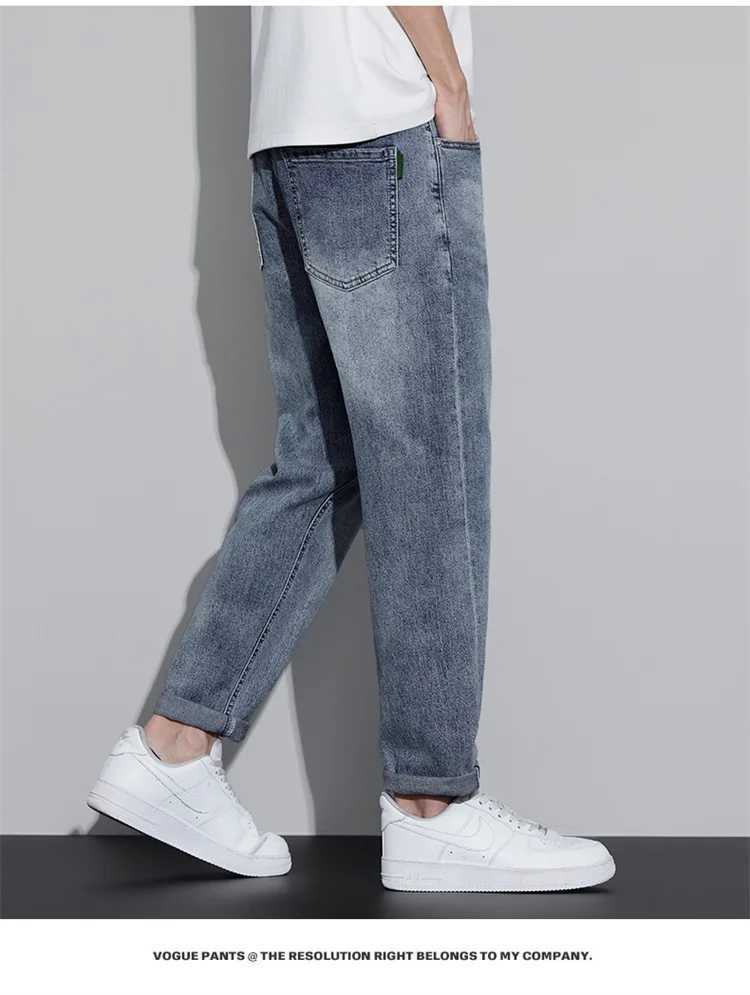 New mens casual long jeans straight leg solid color washed denim wide leg pants for spring and summer must be casual and casual D260320