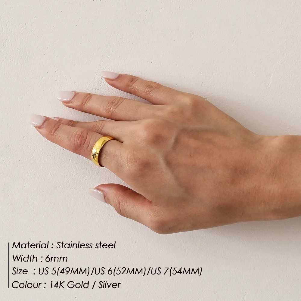 SUNIBI Minimalist Womens Stainless Steel Rings Thin Classic Combo Dome Stacking Steel Wedding Rings Gift Gold Color Jewelry H260320 - view 5