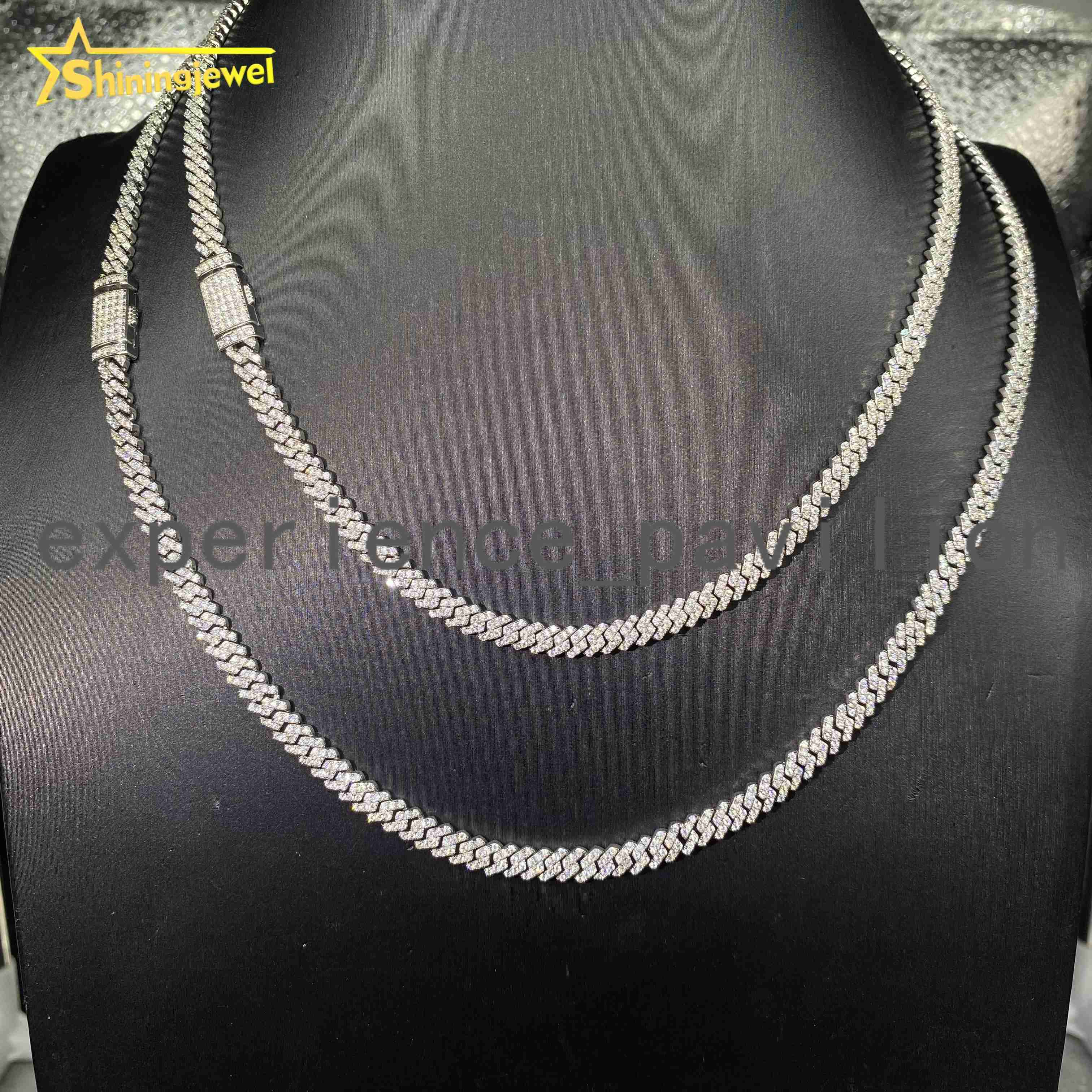 5mm Iced Out Fine Hip Hop Jewelry Necklace Solid 925 Silver VVS D Moissanite Cuban Link Chain Bracelet Pass Diamond Tester