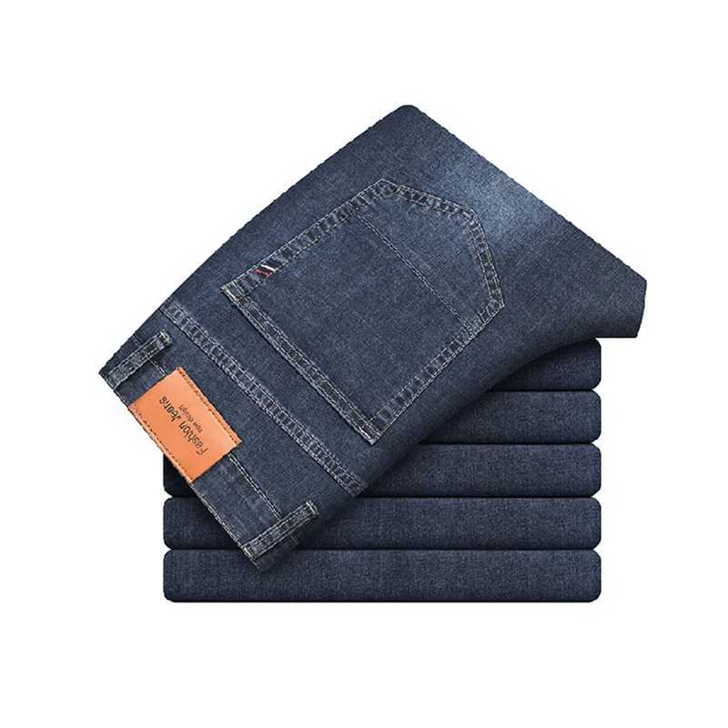 Men Spring Summer Thin Jeans Fashion Comfortable Baggy Straight Leg Versatile Denim Pants Male Classic Daily Blue Gray Trousers D260320