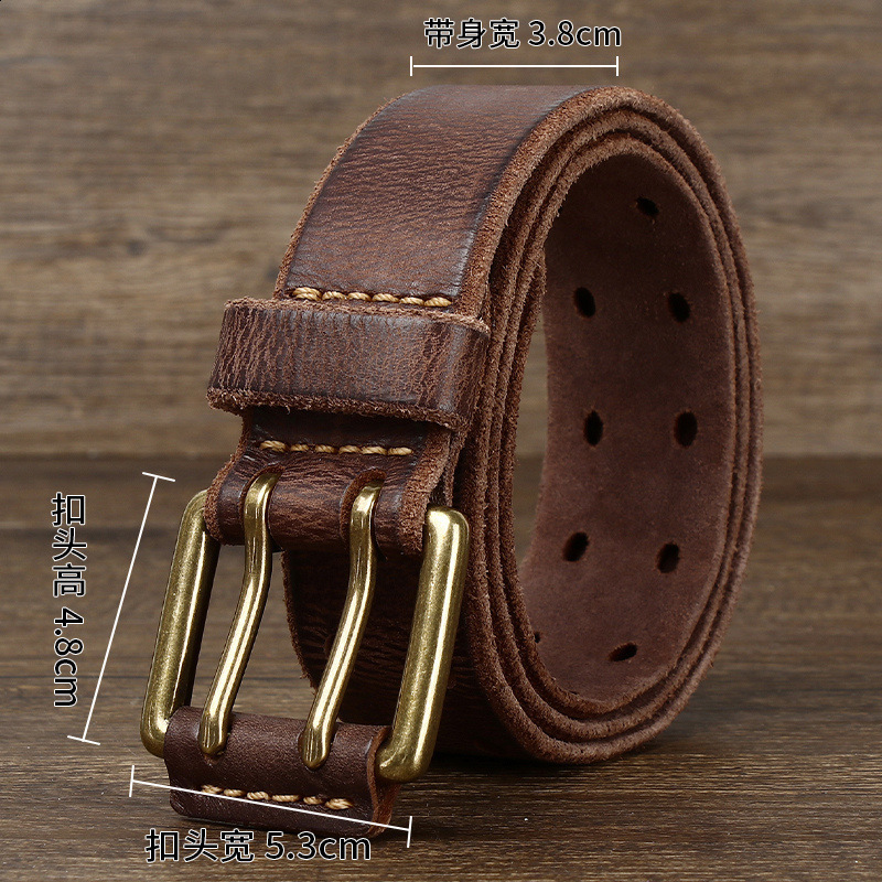 38CM Mens Belt Genuine Leather Belt Casual NoPunch Pin Buckle Smooth Top Layer Cowhide Lazy Belt 251126