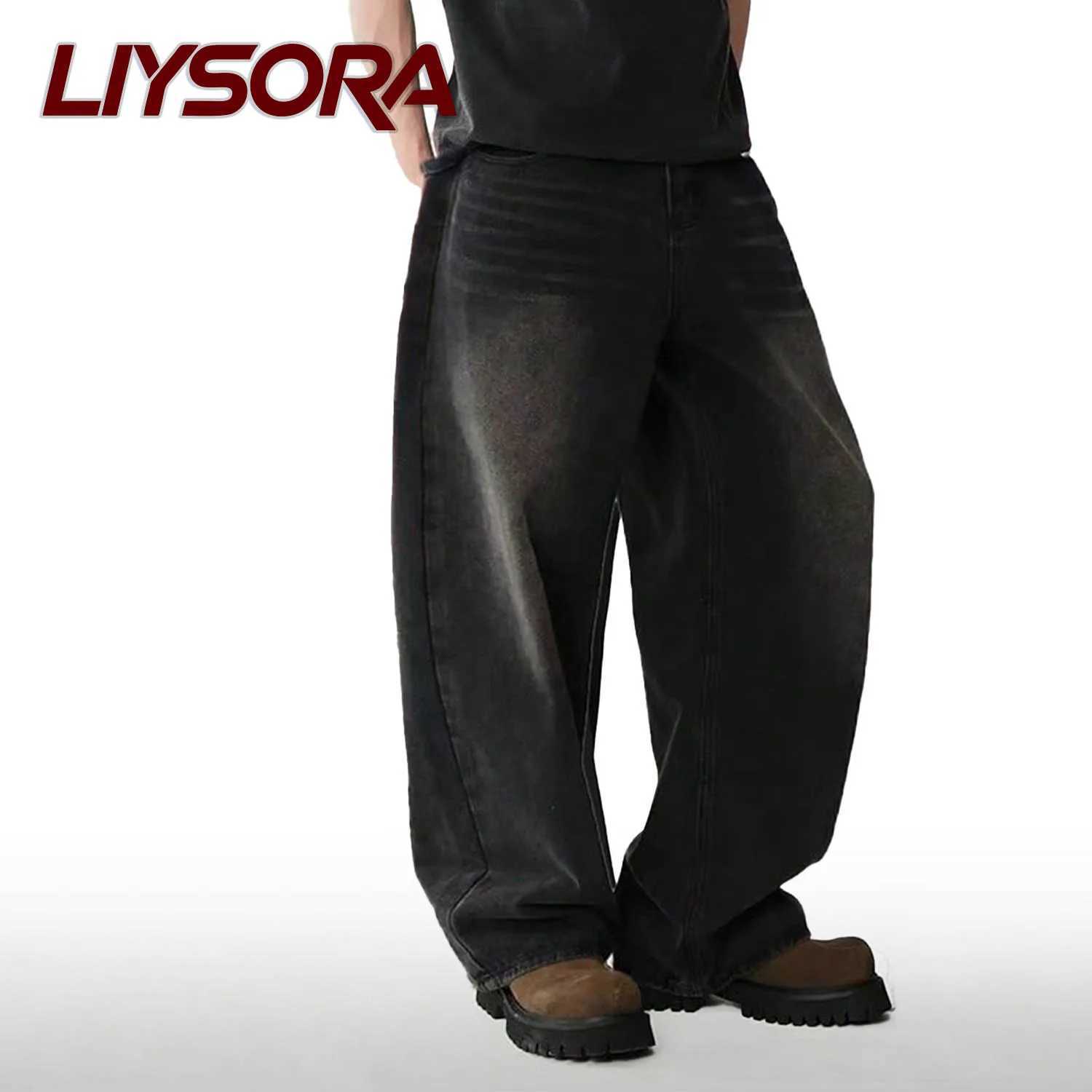 Four Seasons American Retro Black Baggy Wide Leg Jeans Korean Student Casual Straight Loose Denim Pants Gray Blue Jeans Unisex D260320