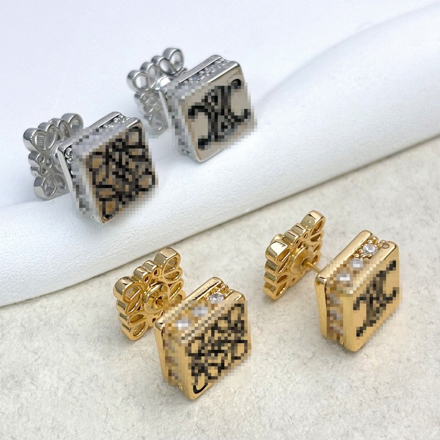 Charm Light high-end zircon Gold plated Designer earrings geometric square high texture Women earrings Stainless jewelry Gift 611g