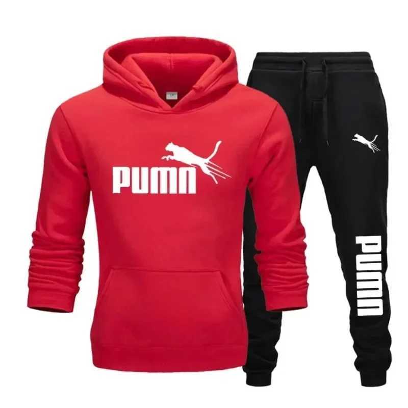 2025 New Autumn and Winter Mens Pullover Hoodie and Pants Two-Piece Set Fashionable Trendy Fitness Casual Sportswear M260320