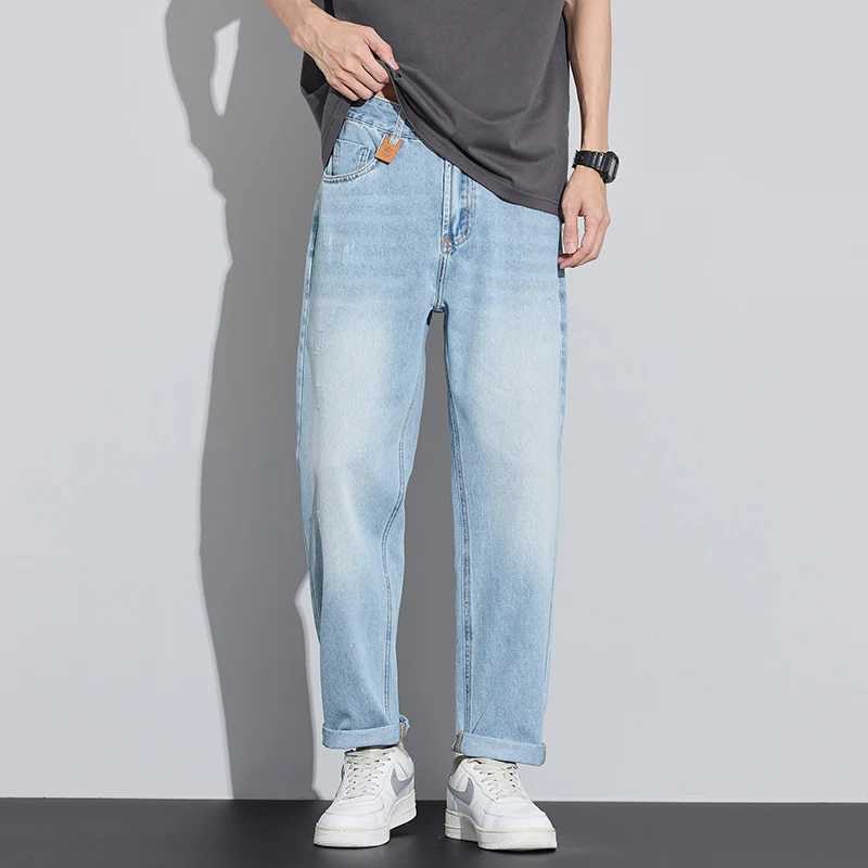 Summer breathable lightweight mens casual fashion slim fit jeans with elastic straight tube breathable soft denim pants light D260320