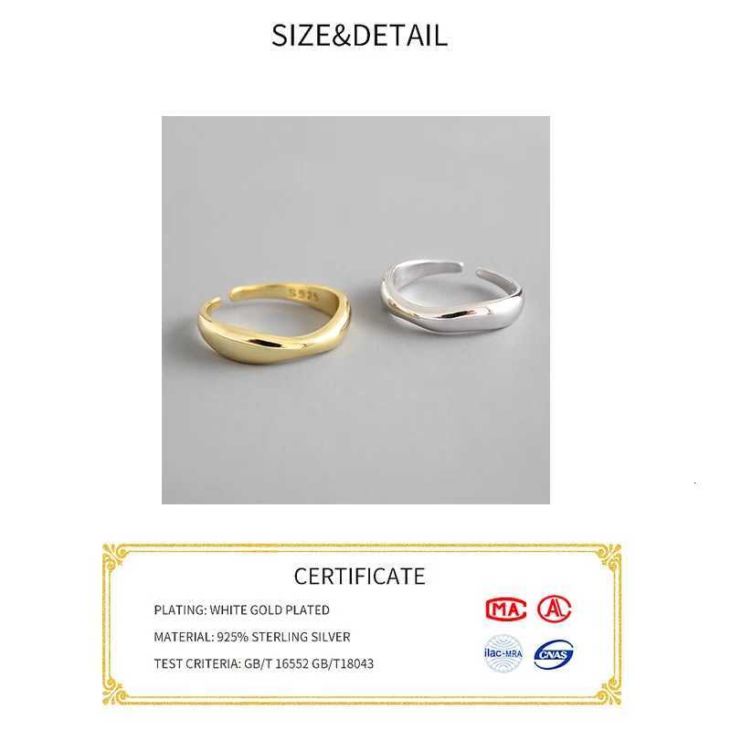 925 Sterling Silver Open Ring for Women INS Minimalist Irregular Wave Pattern Gold Color Jewelry Bijoux BirtHDay H260320 - view 3