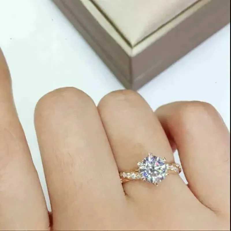 Luxury Shiny Gold Color Stainless Steel Moissanite Twist Couple Rings for Women Men High Quality Wedding Zircon Finger Jewelry H260320 - view 3