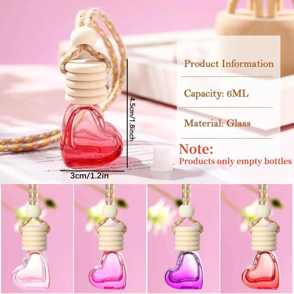 Car Fragrance Bottle Ornament Hanging Empty Bottles Heart Shaped Essential Oil Diffuser Air Freshener Scent Interior Accessory H260319
