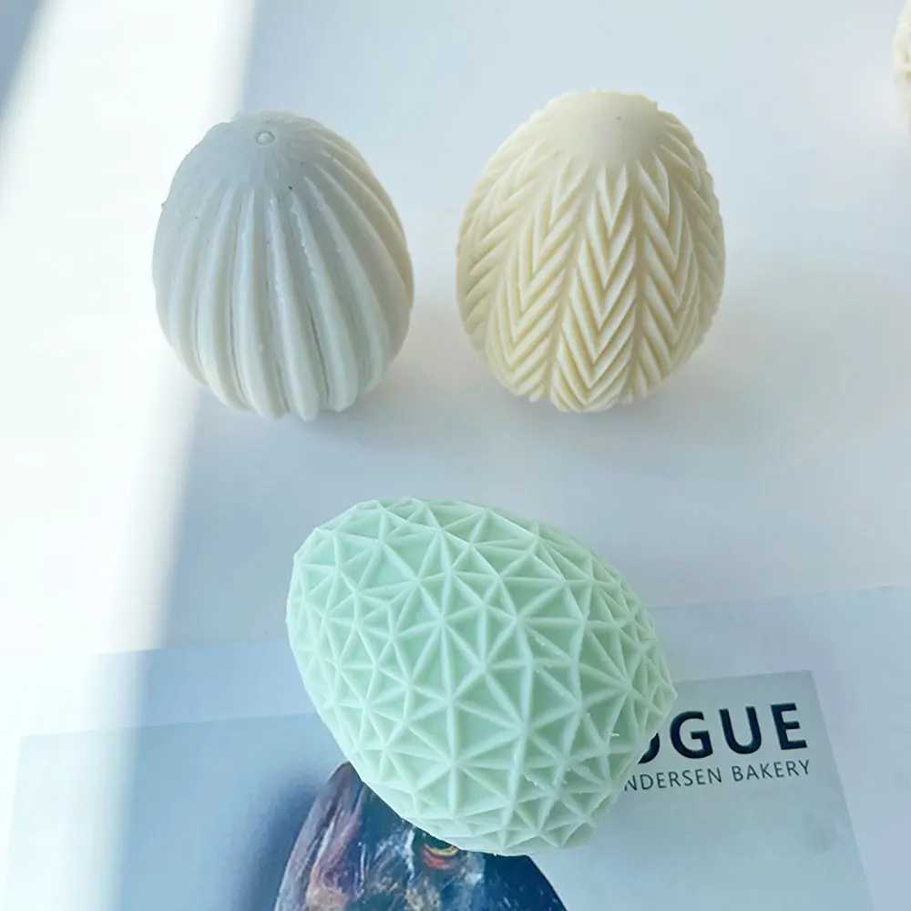 For fun DIY Easter Geometric Eggs Silicone Candle Mold DIY Christmas Aromatherapy Candle Mould Chocolate Gypsum Epoxy Resin Mold H260319