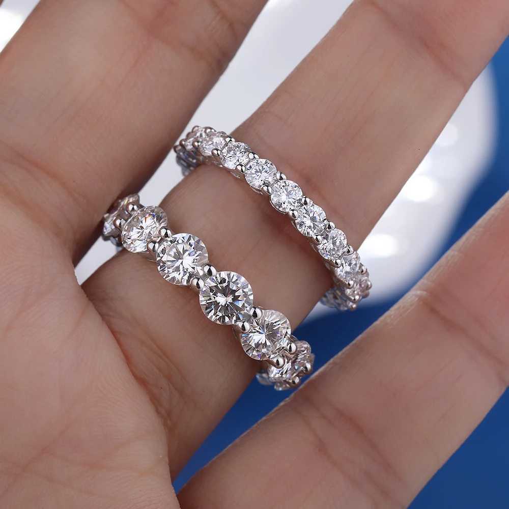 5mm D Color Moissanite Row Ring 925 Sterling Silver Diamond Wedding Band Rings For Women Certified Fine Jewelry Gift Houtros H260320 - view 6