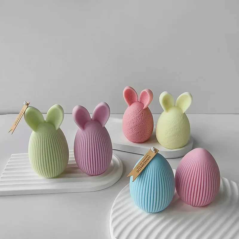 Easter Egg Silicone Mold Bunny Egg Shape Candle Plaster Ornament Mold Decoration Candle Making Supplies H260319