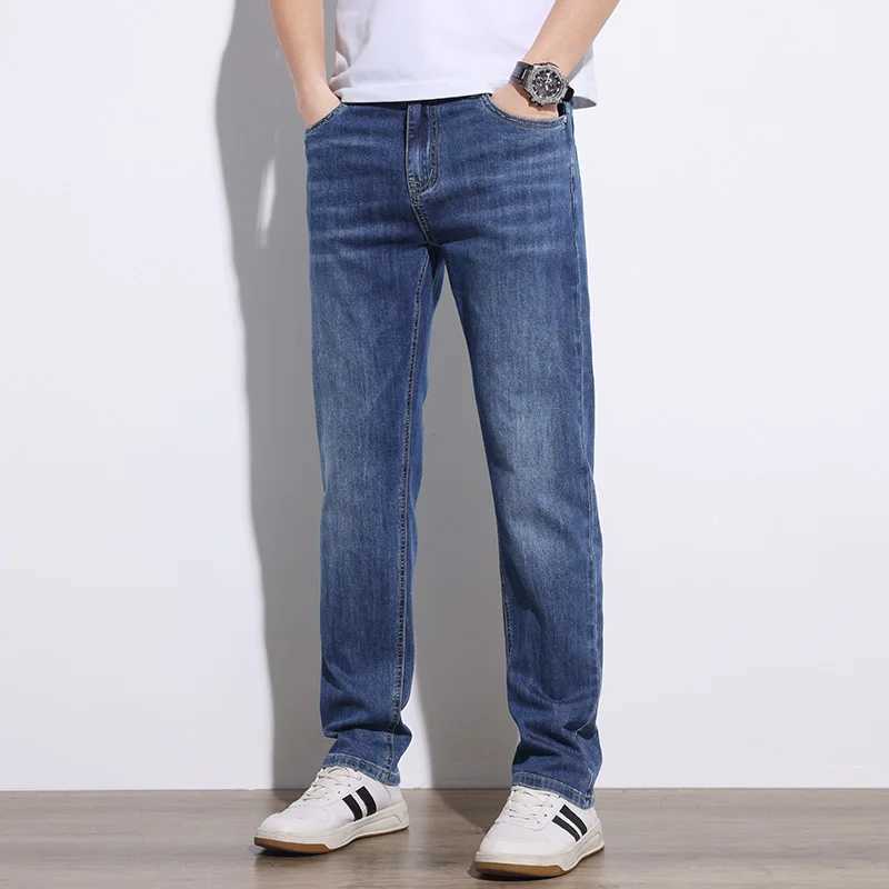 KSTUN 2025 Spring Summer Jeans For Men Slim Straight Gray Light Blue Stretch Jeans Regular Fit Denim Pants Mens Clothing Cowboys D260320