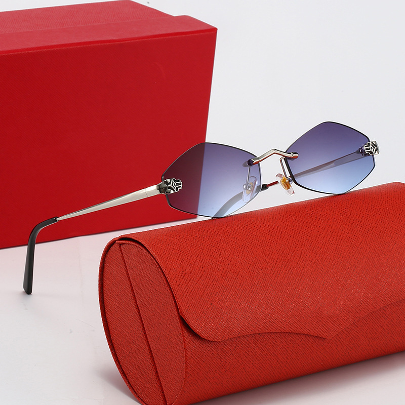 carter designer sunglasses clash sunglasses lunette Leopard Head Sunglasses Fashionable Rimless Glasses with Copper Accessories