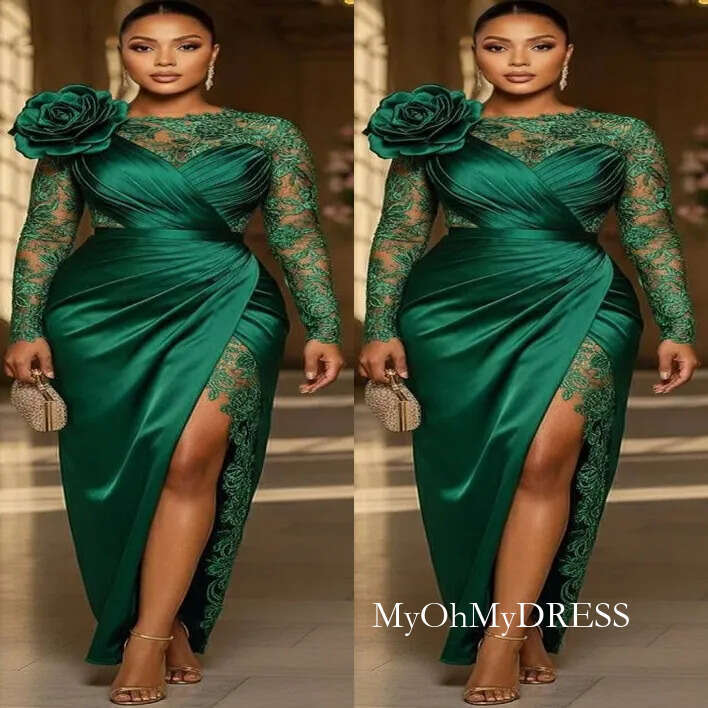 2026 Plus Size Dark Green Sheath Mother Of Bride Dresses Flower Lace Satin Prom Evening Party Mamas Dress Vintage 50S Birthday Wedding Guest Groom Mot