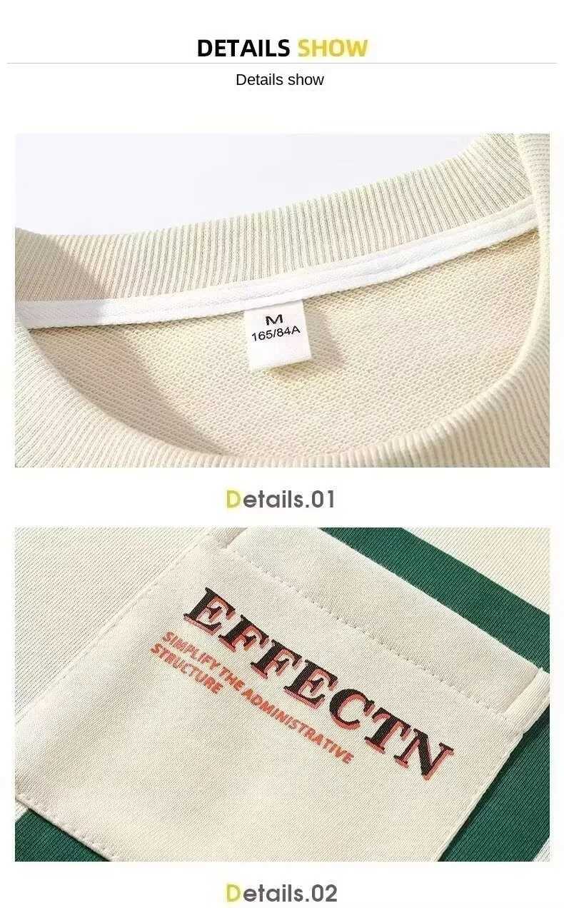 Minimalist Harajuku Trendy Mens Round Neck Printed Sweatshirt 2025 Autumn Long Sleeve Sweatshirt Loose Casual Set M260320