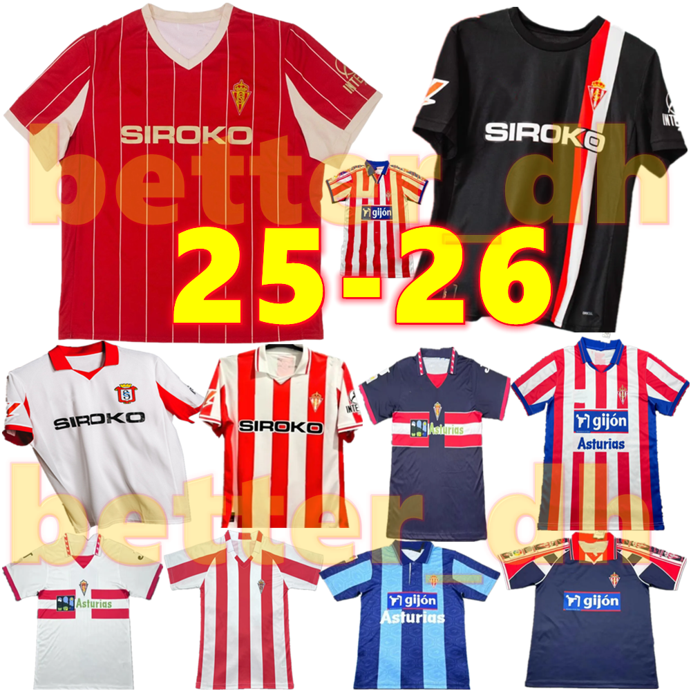 25 26 Sporting de Gijon Soccer Jerseys COTE CAICEDO P.GARCIA KRAVET SCAMPOS JUAN VILLAR DYEGO SOUSA J.BERROCAL 2025 2026 GijoN Men Kids de Football shirts