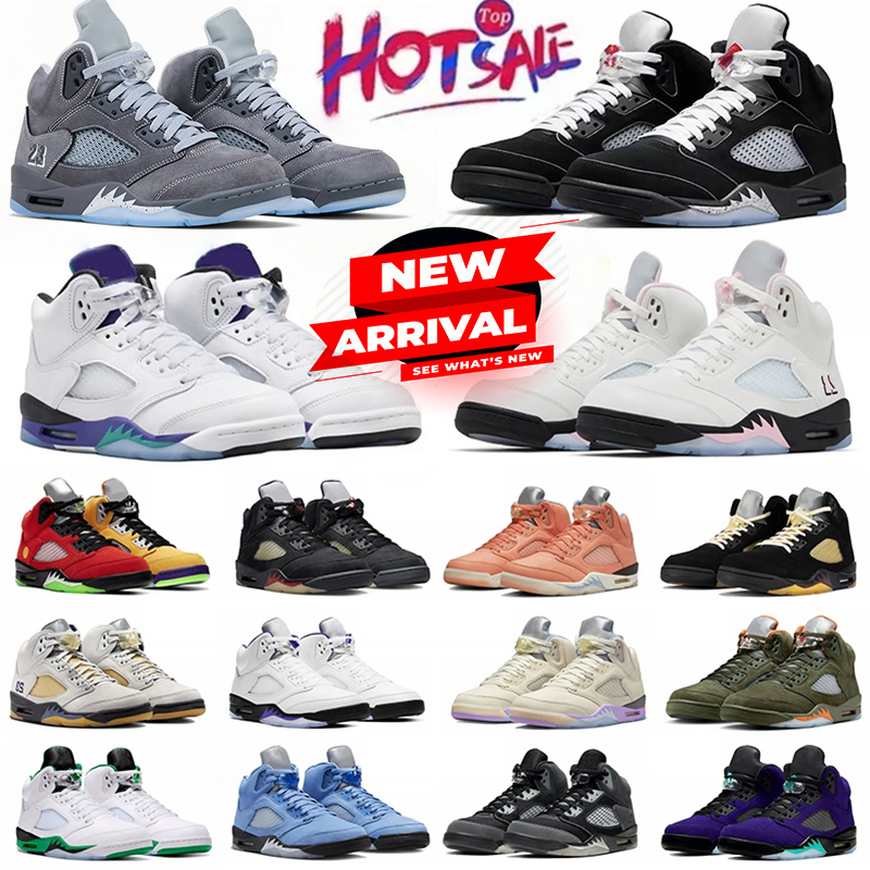 Basketball 5s Trainers Wolf Grey Oreo Alternate Grape Black Metallic Reimagined Medium Soft Pink Women Mens Outdoor Sports Trainers