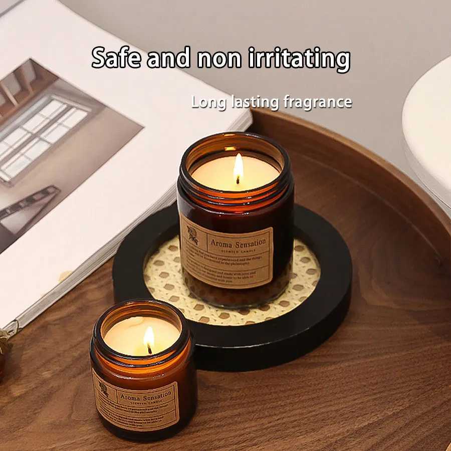 1pcs Brown Glass Cup Aromatherapy Candle Smokeless scented candle Suitable for Home Decoration Birthday Valentines Day Gift H260319