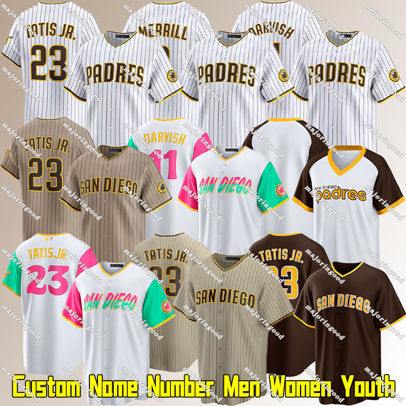 San Diegos city Padres Jersey 23 Fernando Tatis Jr. 13 Manny Machado Yu Darvish Xander Bogaerts Dylan Cease Robert Suarez Jackson Merrill Baseball Jerseys