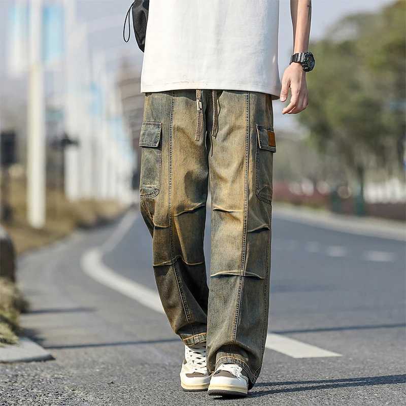 Stylish laid-back style loose straight-leg jeans that make you look taller casual long pants casual pants plus-size mens pants D260320