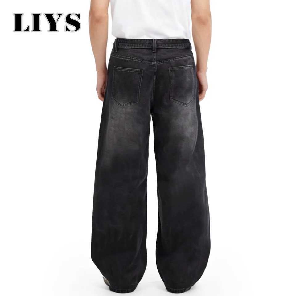 Four Season Mens Jeans Korean Version Student Casual Pant American Retro Gray Black Loose Wide Leg Jean Baggy Mens Denim Pants D260320