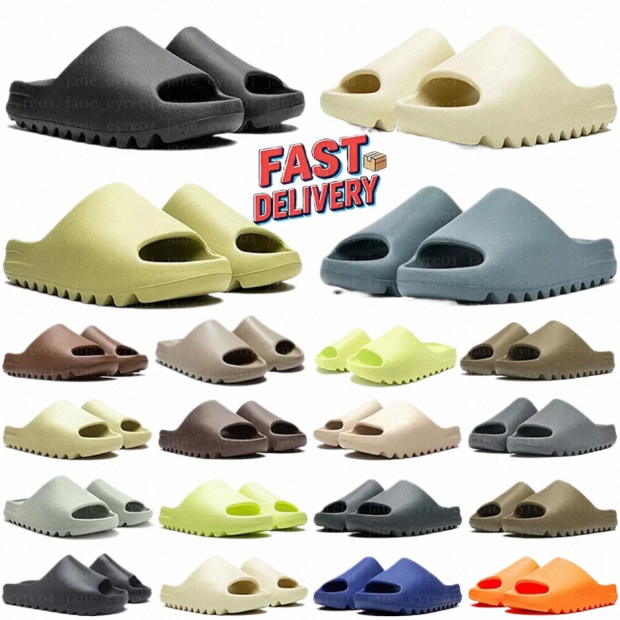 with box Designer Slides for Men Women Slippers Sandals Onyx Cinder Sand Bone Resin Stone Sage Slate Grey Vermilion Slide Slipper Summer Beach Sandal o7da#