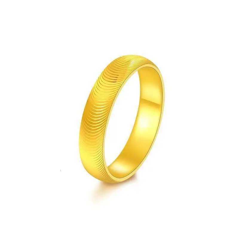 Luxury 24K 9999 Pure Gold real gold Womens Solid Cats Eye Ring Plain Ring Corrugated Finger Ring H260320 - view 6