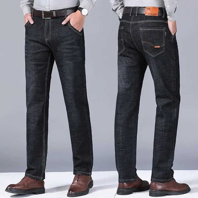 Autumn Spring Business Jeans Men Casual Comfortable Straight Denim Pant Stretch Fashion Classic Soft Premium Blue Black Trousers D260320