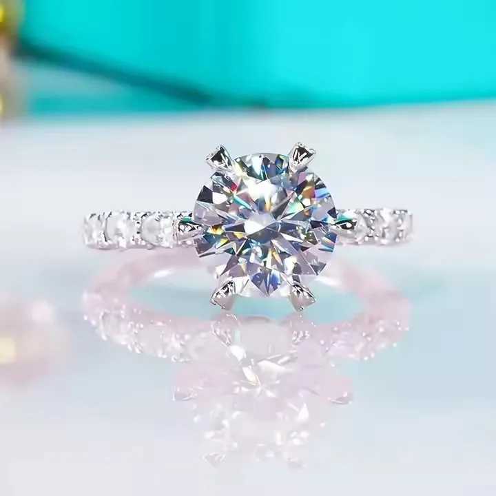 Aurora Six-Prong Ring 3ct Moissanite PT950 Platinum - Timeless design 3ct sparkle perfect confession choice H260320 - view 5