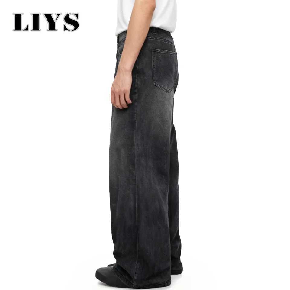 Four Season Mens Jeans Korean Version Student Casual Pant American Retro Gray Black Loose Wide Leg Jean Baggy Mens Denim Pants D260320