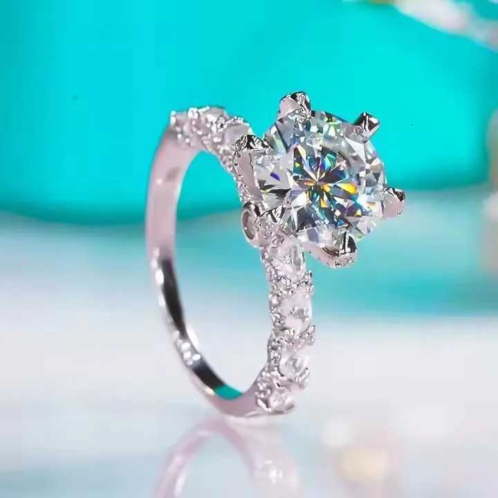 Aurora Six-Prong Ring 3ct Moissanite PT950 Platinum - Timeless design 3ct sparkle perfect confession choice H260320 - view 3