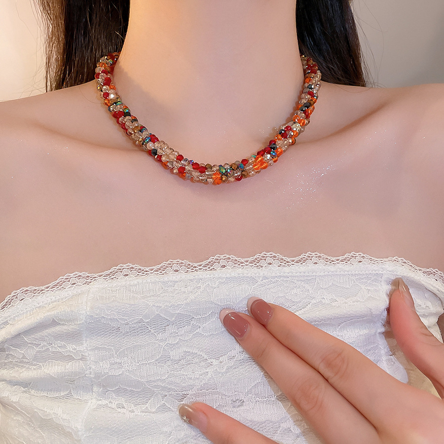 French-style colorful crystal beaded choker necklace women, elegant and luxurious, high-end feel, suitable for pairing with dresses, trendy collarbone - view 6