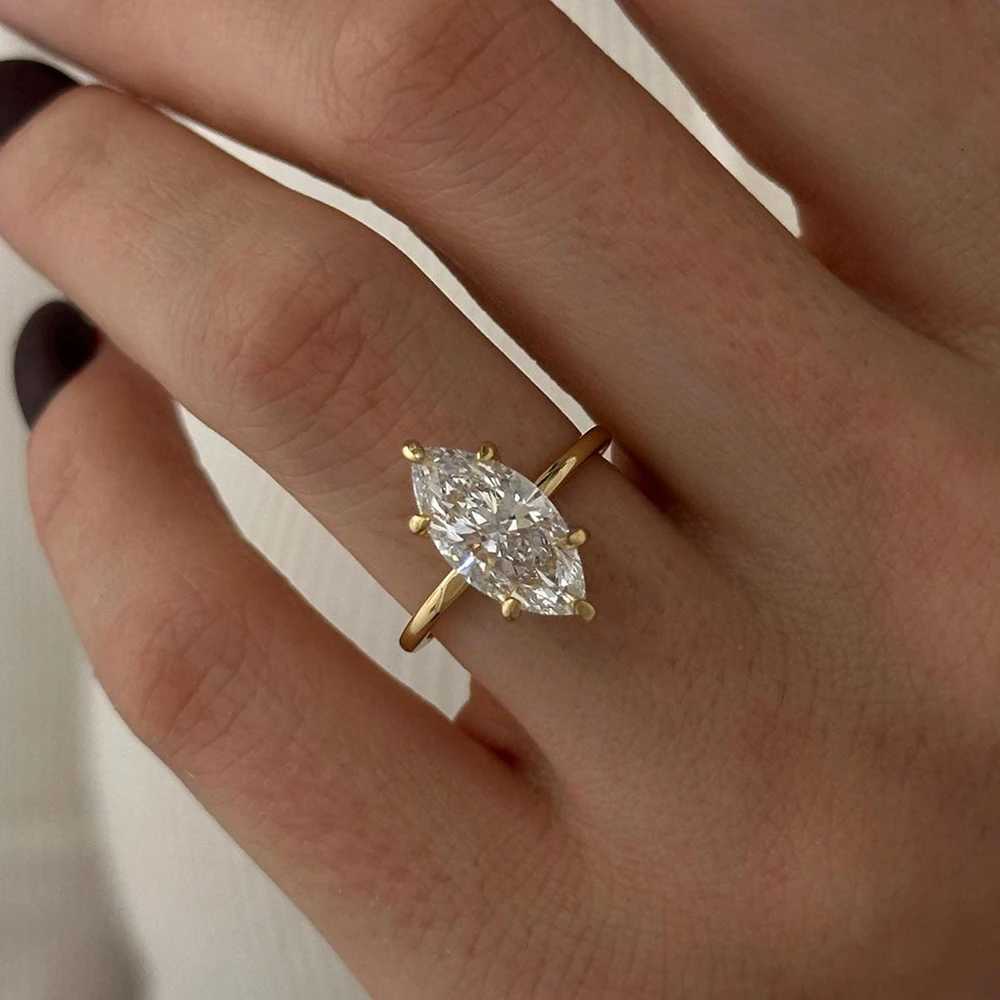 1/2/3Carat Marquise Cut Moissanite Engagement Rings with Certificate S925 Silver Solitaire Diamond Ring Wedding Band for Women H260320 - view 4