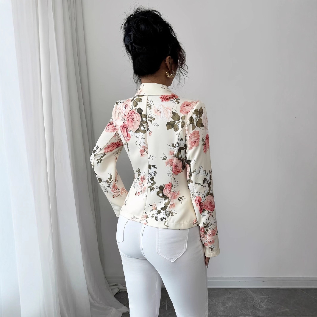 Luxury Brand Designer Clothes 2025 Spring And Autumn European And American Women's Fashion Printed Slim-Fit Small Blazer In Style