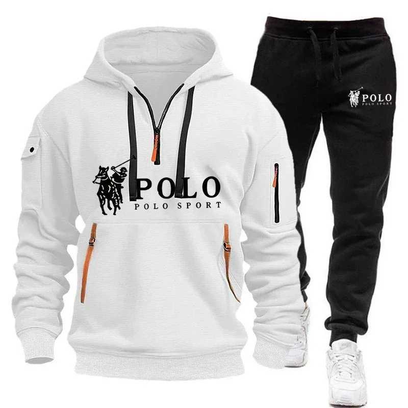 Autumn and Winter 2025 new Mens casual set a fashionable outdoor hiking windproof and warm mens hoodie and pants 2-piece set M260320