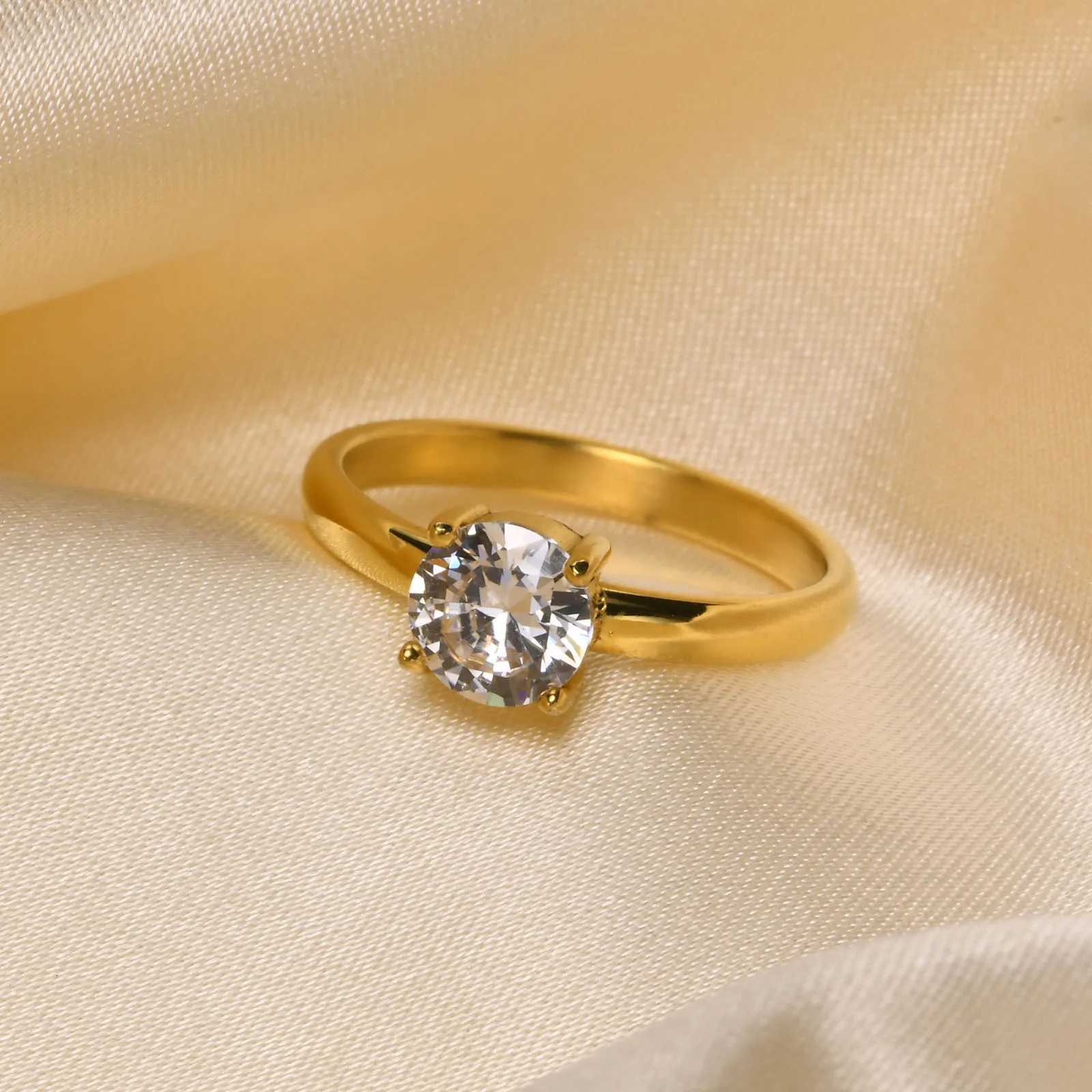 2mm Cubic Zirconia Engagement Ring for Women Eleganet Oval CZ Stone Stainless Steel Wedding Gift H260320 - view 6