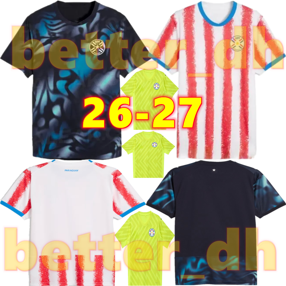 2026 Paraguay Soccer Jerseys M. ALMIRON M. VILLASANTI J. ALONSO ENCISO Home Away 26 27 Football Shirts Short Sleeve Uniformss