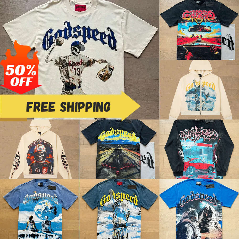 God Speed men shirt Graphic T-Shirt Men Women Summer hip hop style Oversized T Shirt Mens Womens Designer Model High Quality Short Sleeve
