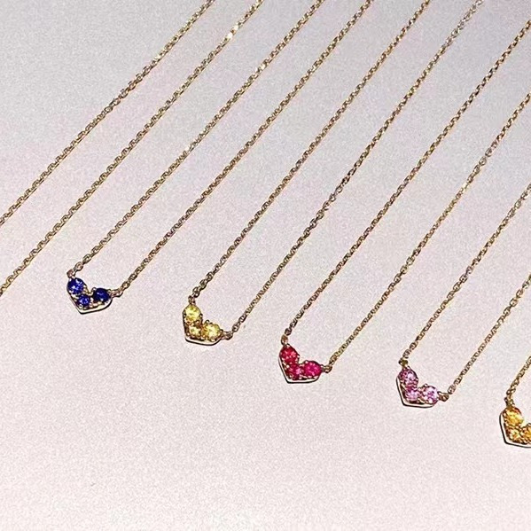 Designer Jewellery High Quality Light Luxury Birthstone Heart Necklace with Month Gemstone Clavicle Chain for All Occasions Gift Textured Elegant Acce