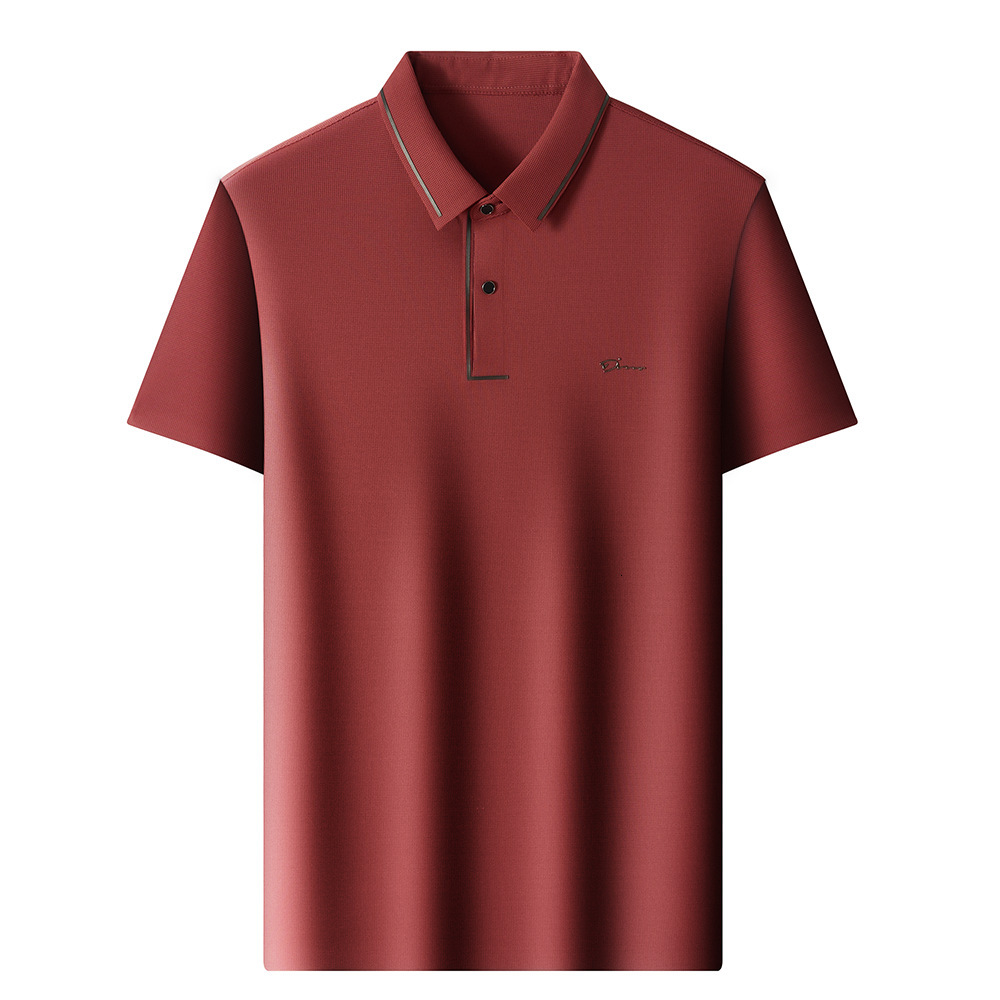 Men's Short-sleeved Designer Polo Hoodie Shirt Summer Designer T-shirt Thin Anti-wrinkle No-iron Shirt Middle-aged Dad's Top