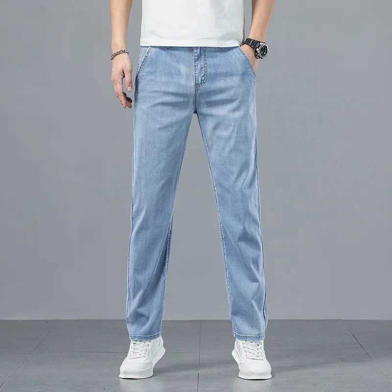 2026 New in Lyocell Fabric Summer Ultra-thin Mens Jeans Soft Drape Loose Straight Casual Denim Pants Street Wide Leg Trousers D260320