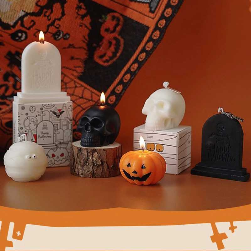 Handcrafted Halloween Ghost Scented Candle Single Wick Jar Design Cute Styling Atmosphere Candlelight Aromatherapy Candle Props H260319