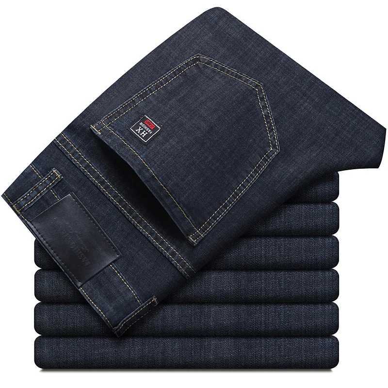Summer New Elastic Mens Jeans Fashion Comfortable Business Straight Stretch Cotton Casual Denim Pants Brand Male Thin Trousers D260320