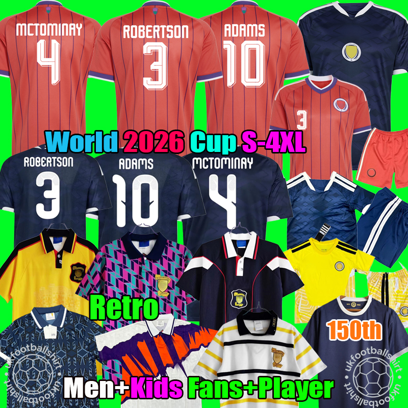 S-4XL Scotland Football Shirt World cup 2026 Soccer Jerseys 26 27 2027 150th anniversary Retro 1991 1994 1998 1992 World Camisetas de Futbol Women men Kids Kit tops