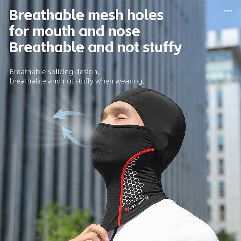 WEST BIKING Summer Balaclava Ice Silk Breathable Full Face Mask UPF50 Cycling Bicycle gear Bike Helmet Liner Sport Gear M260320