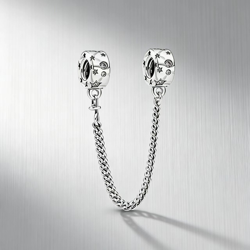 European 925 Sterling Silver Safety Chain Women For PAN Design Fits 3mm Snake Chain Bracelets Charms Birthday Christmas Gift DIY Making Jewelry B056