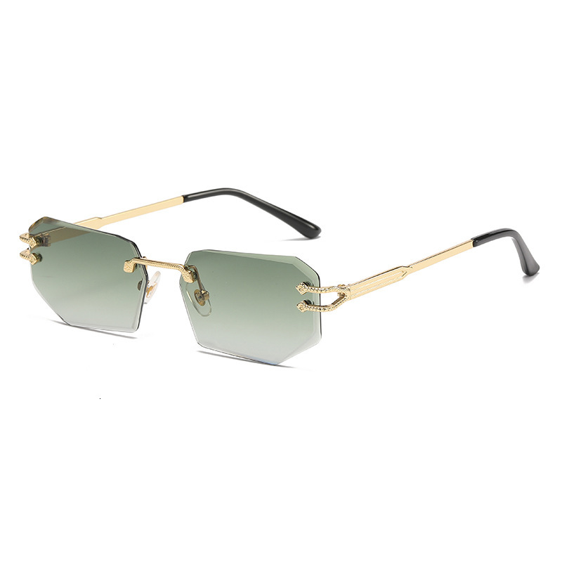 Luxury Brand Designer Jewelry 6066 Snake-Shaped Metal Personality Cut Edge Sunglasses 2024 Fashion Rimless Glasses Street Style Trendy Sunglasses
