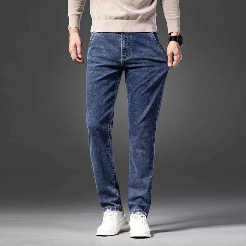 Autumn Jeans for Mens Classic Blue Slim Straight Cotton Brand Regular Male Pants Casual Denim Trousers Male Clothing D260320