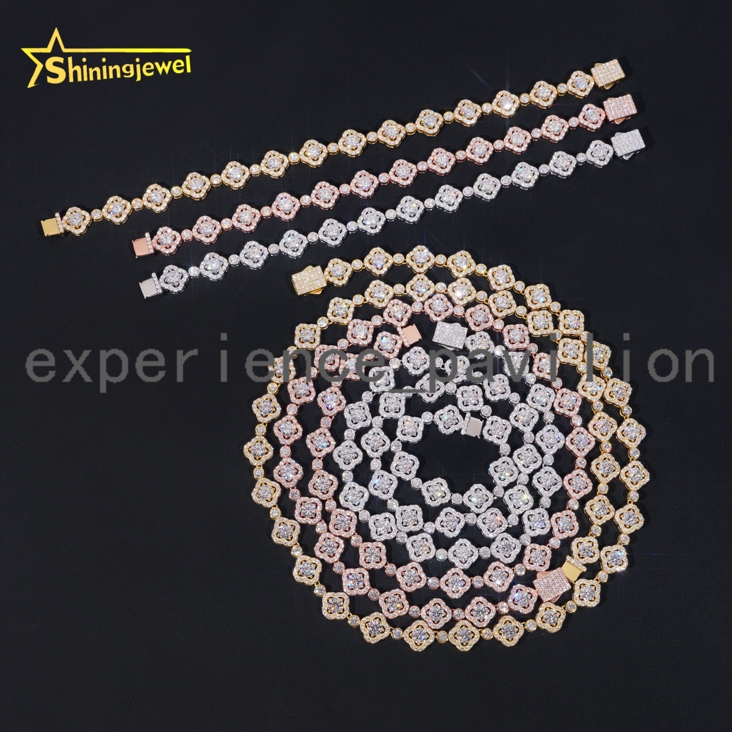 Hot Selling 925 Silver Pass Diamond Tester Clover Bracelet Moissanite Iced Out Custom Moissanite Bracelet Men Hip Hop Jewelry